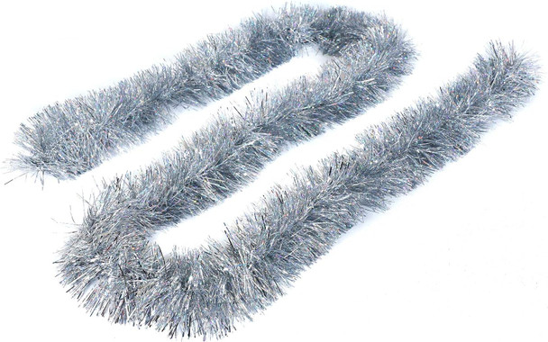 25ft Christmas Tinsel Garland, Christmas Tree Ornaments Home Party Classic Shiny Sparkly Ceiling Hanging Decorations,3.6 inch Wide Filaments Silver