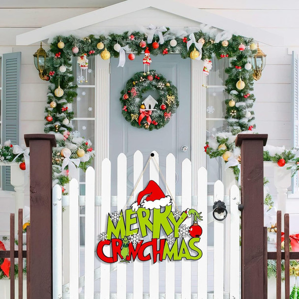 Christmas Decorations Hanging Sign - Merry Christmas Wooden Door Sign Tree Ornaments for Holiday Xmas Door Wall Tree Decorations Indoor Outdoor