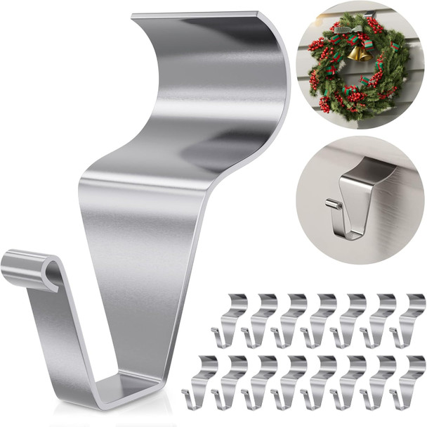 Heavy Duty Stainless Steel Vinyl Siding Hooks, No Hole Vinyl Siding Hooks Siding Clips for Hanging on Patio, Wreath Door Hanger, Sturty No Drill Vinyl Siding Hooks for Outdoor Wall Decor (15 Pack)