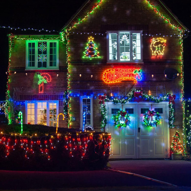 16" Christmas Window Silhouette Lights Decorations, 3 Pack Christmas Window Hanging Lights for Holiday Wall Indoor Window Decorations(Wreath, Tree and Candy Cane)