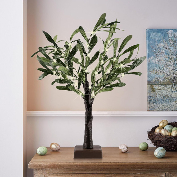 2FT Olive Tree with LED Lights, 30 LED Artificial Twinkle Tree with Timer, Lighted Greenery Tree Bonsai Fairy Tabletop Lamp Christmas Tree for Home Decor