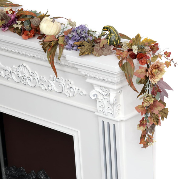 Artgar Fall Garland - Fall Decor - 6 Ft Hydrangea Pumpkin Garland - Maple Leaf Garland with Hydrangeas Dahlias for Porch Mantel Staircase Table Decor for Fall Thanksgiving Farmhouse Decor Artgar Fall Garland - Fall Decor - 6 Ft Hydrangea Pumpkin Garland - Maple Leaf Garland with Hydrangeas Dahlias for Porch Mantel Staircase Table Decor for Fall Thanksgiving Farmhouse Decor