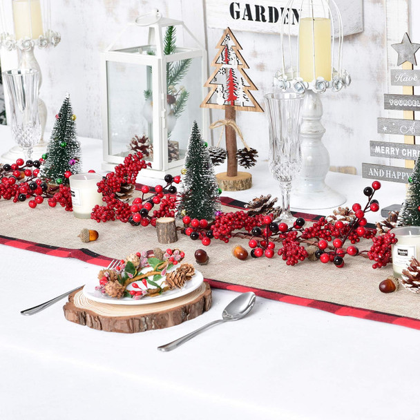 Artiflr 6 Feet Red Berry Garland Clearance, Christmas Garland Wired Stems with Bulk Assorted Large Berries and Berry Clusters Rustic for Holiday Fireplace Table Runner Centerpiece Decor