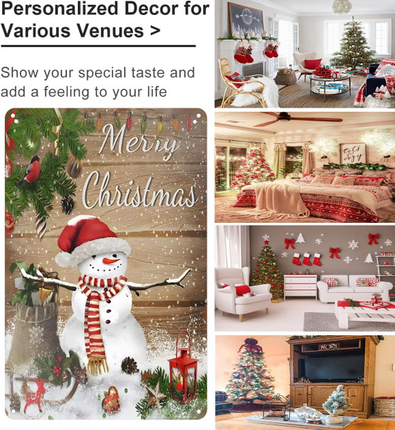 Artlunar Vintage Christmas Decor Rustic Snowman Merry Christmas Tin Sign for Home Farmhouse Kicthen Cafe Bar Wall Decor 8 x 12 Inch (3253)