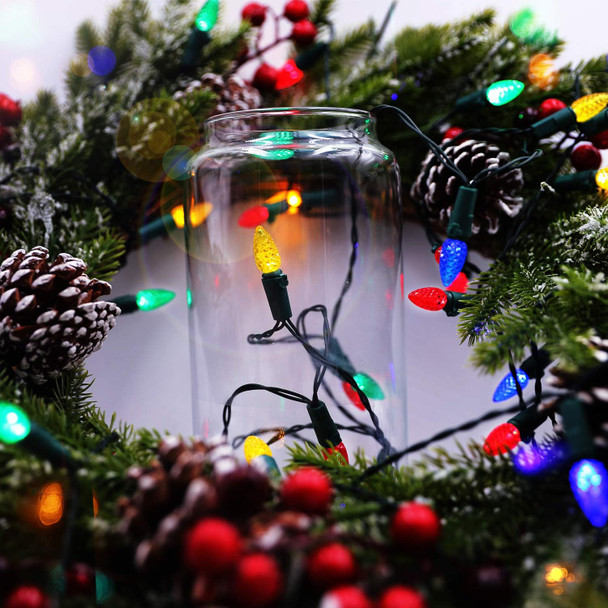 Battery Operated String Lights - 18ft 50 LED C3 String Lights Christmas Lights Battery Powered String Lights for Indoor Outdoor Christmas Tree Wreath Party Decoration, Waterproof, Multicolor