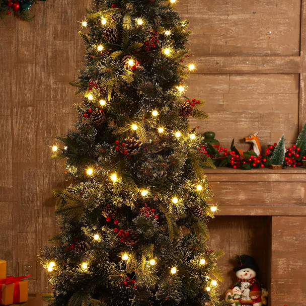 20 ft Christmas Slow Twinkling String Light 60 LED Firefly Flash Twinkle Lights Waterproof Warm White Light for Xmas Tree Indoor Bedroom Outdoor Christmas Garland Window Decorations