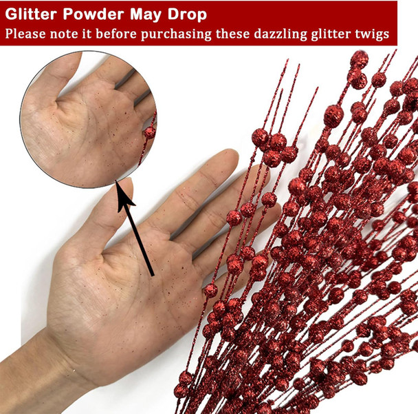 20 PCS Red Glitter Christmas Picks for Vases DIY Wreath Home Decor, Artificial Glitter Berry Stems Ornaments Fake Xmas Decorative Sticks (Red) 20 PCS Red Glitter Christmas Picks for Vases DIY Wreath Home Decor, Artificial Glitter Berry Stems Ornaments Fake Xmas Decorative Sticks (Red)