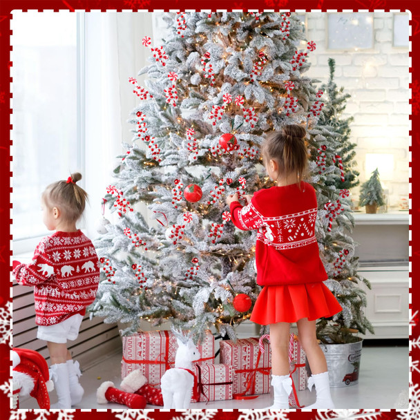 Bencailor 30 Pcs Christmas Tree Picks Red White Candy Cane Curly Pick 8.66 Inch Lollipop Christmas Bells Decoration Xmas Tree Topper for Home Vase Filler Wreath DIY Craft Holiday Party Decor