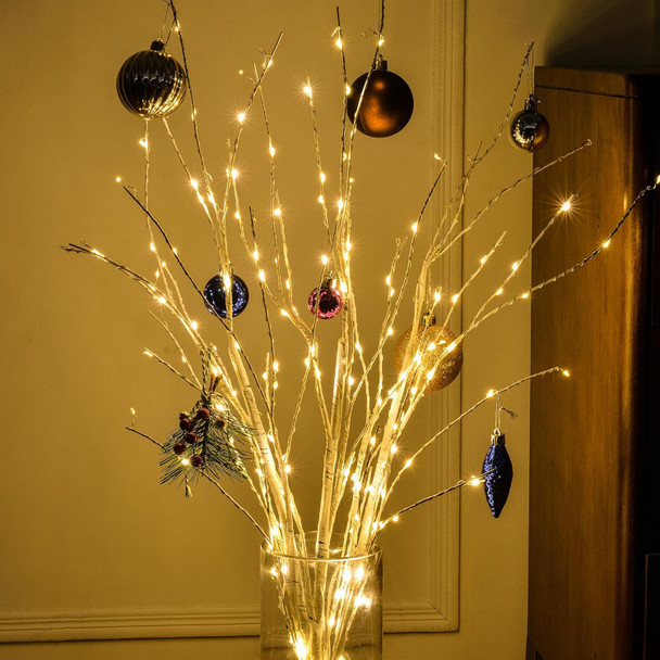 Bexdir Lighted Birch White Branches for Vase 33IN 180LED with Timer Plug in, Artificial Tree White Birch Twig for Christmas Home Decor Party Wedding Bedroom
