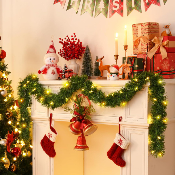 Christmas Decorations-50 FT Christmas Garland for Mantle, Artificial Green Garland Christmas Tree Decorations, Christmas Greenery Garland for Indoor Outdoor Home Christmas Decorations