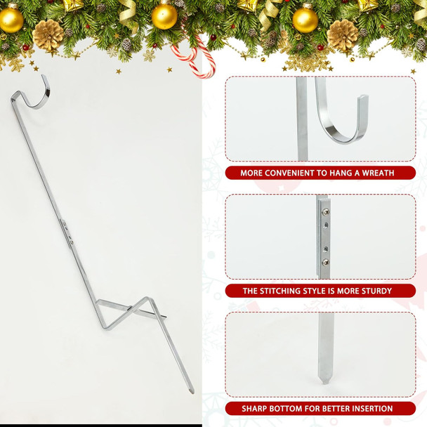 Blulu 4 Pcs Christmas Cemetery Wreath Grave Flower Holder Headstone Wreath Hook Hanger Gravestone Wreath Stand Holder for Christmas Day Marker Tombstone Flowers Decorations