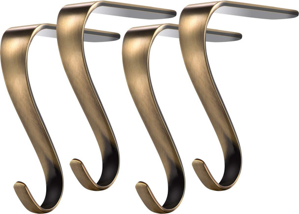 Boao 4 Pcs Christmas Stocking Holders Metal Mantel Stockings Hangers Classic Shelf Heavy Duty Stocking Garland Hangers for Counter Tables Window Fireplace Xmas Party Decoration (Bronze) Boao 4 Pcs Christmas Stocking Holders Metal Mantel Stockings Hangers Classic Shelf Heavy Duty Stocking Garland Hangers for Counter Tables Window Fireplace Xmas Party Decoration (Bronze)