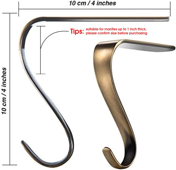 Boao 4 Pcs Christmas Stocking Holders Metal Mantel Stockings Hangers Classic Shelf Heavy Duty Stocking Garland Hangers for Counter Tables Window Fireplace Xmas Party Decoration (Bronze) Boao 4 Pcs Christmas Stocking Holders Metal Mantel Stockings Hangers Classic Shelf Heavy Duty Stocking Garland Hangers for Counter Tables Window Fireplace Xmas Party Decoration (Bronze)