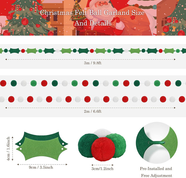 6 Pieces Christmas Burlap Banner Felt Pom Garland Banner Be Merry Bunting Banner Happy Holidays Banner Joy Bunting Banner for Holiday Birthday Anniversary Decoration (Brown)