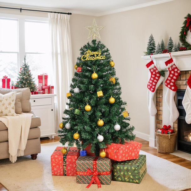 Bonnlo Artificial Christmas Tree, Full 4ft Christmas Tree w/ 346 Branch Tips, Small Xmas Tree for Home, Office, Party Decoration, Green