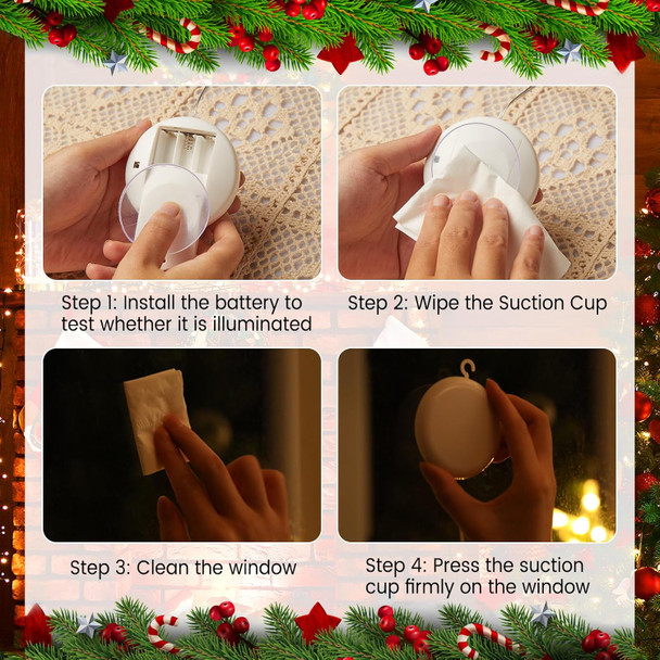 Brightown 3 PCS Lighted Christmas Window Decorations Light up Bell X-Mas Tree Reindeer Battery Operated with Suction Cup Hook for Christmas Window Glass Wall Indoor Decorations Muti-Color