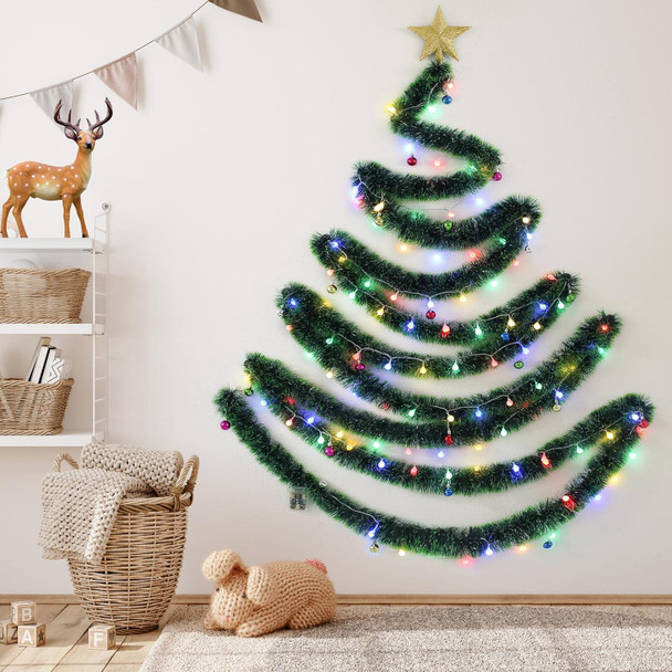 BRILLIHOOD DIY Wall Mounted Christmas Trees with LED RGB Light, Kids Toys Wall Hanging Christmas Tree, Space-Saving Christmas Decor Ideas for Small Space Home Holiday Decoration