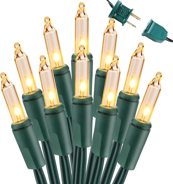 Brizled Christmas Lights, 300 Count 69.6ft Warm White Incandescent Christmas Lights Connectable, Clear Christmas Lights, UL Listed Mini String Lights Outdoor Xmas Tree Light for Indoor Outside Decor