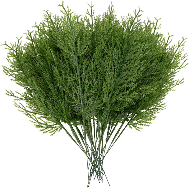 BSTCRAFT 30 pcs Artificial Pine Sprigs, Faux Pine Stems Greenery Picks for DIY Christmas Wreath Garland Centerpieces Xmas Decorations