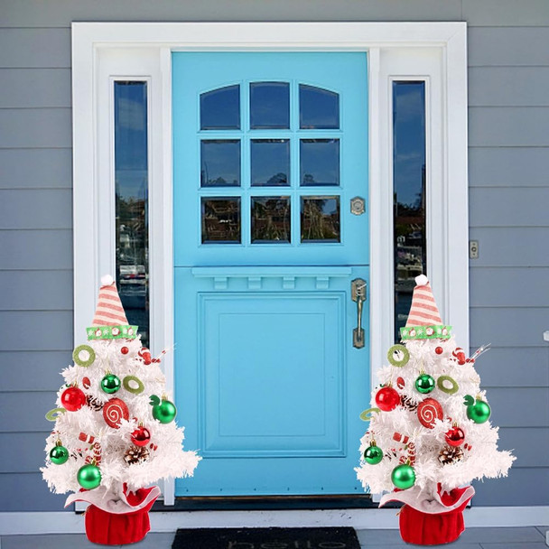 Mini White Christmas Tree, Small Flocked Christmas Tree with Lights and Music Tabletop Artificial Pre-lit Xmas Tree Christmas Decorations Indoor Outdoor for Home Decor Party s