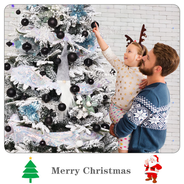 52-Pack Shatterproof Black Christmas Tree Ornaments and Star Topper - For Holiday Decor