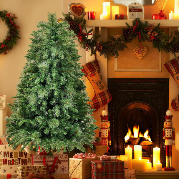 4FT Premium Artificial Christmas Tree, Green Holiday Christmas Pine Tree with Pinecone, Xmas Tree,Party Decoration, Easy to Assemble with Christmas Tree Stand