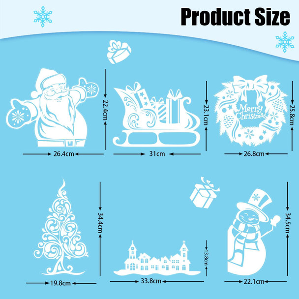 CCINEE Christmas Window Clings, 167pcs White Xmas Window Sticker 8 Sheets Snowflakes Santa Claus Reindeer Decals for Holiday Decoration Glass Window