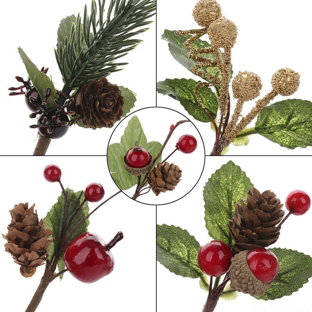 Gentlecarin Artificial Pine Picks, 30pcs Christmas Red Berries Pine Cones Stems, Mini Stimulation Red Berries Branches for Xmas Flower Arrangements Wreaths Decorations