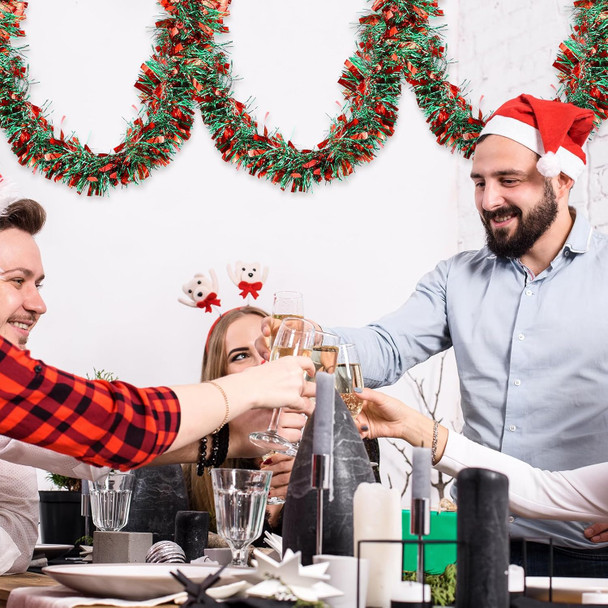 Ceenna 150 Feet Christmas Tinsel Garland Metallic Twist Garland Shiny Hanging Garland Ornaments for Christmas Tree Party Supplies Indoor and Outdoor Decoration (Red Green)