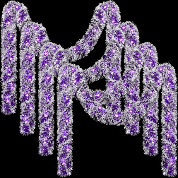 Ceenna 32.8 Feet by 3.5 Inch Christmas Tinsel Garland with 32.8 Feet 100 LED Lights for Xmas Tree Party Christmas Decorations, Room Decor, Wedding, Birthday, Party Supplies (4 Pcs,Purple)
