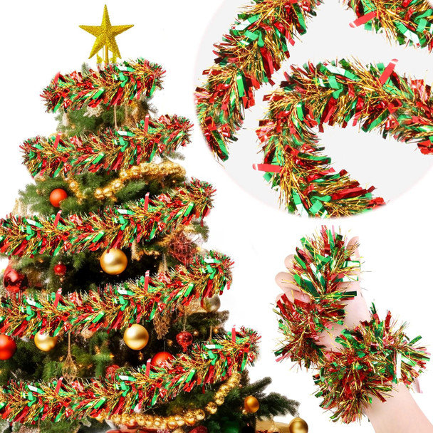 Ceenna 98 Feet Christmas Tinsel Garland Tree Decorations Ornament Glitter Metallic Twist Tinsel Xmas Garlands for Home Indoor Outdoor Weddings Party Supplies(Colorful)