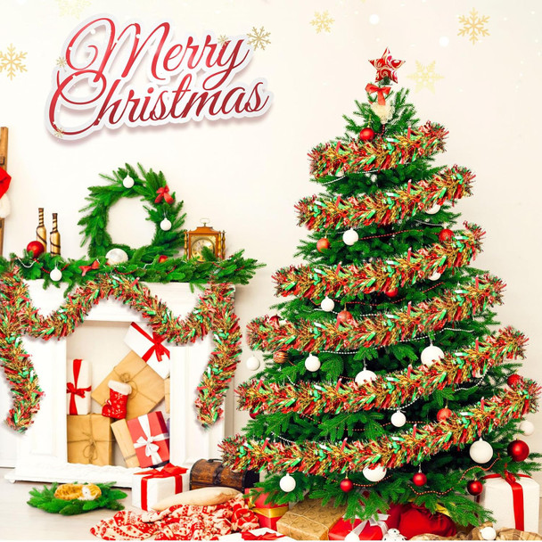 Ceenna 98 Feet Christmas Tinsel Garland Tree Decorations Ornament Glitter Metallic Twist Tinsel Xmas Garlands for Home Indoor Outdoor Weddings Party Supplies(Colorful)