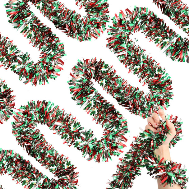 Ceenna 89FT Christmas Tree Tinsel Garland Christmas Metallic Streamers Twist Garland Hanging Decorations for Home Celebrate Holiday Year Wedding Birthday Party Indoor Outdoor Supplies(Multicolor)