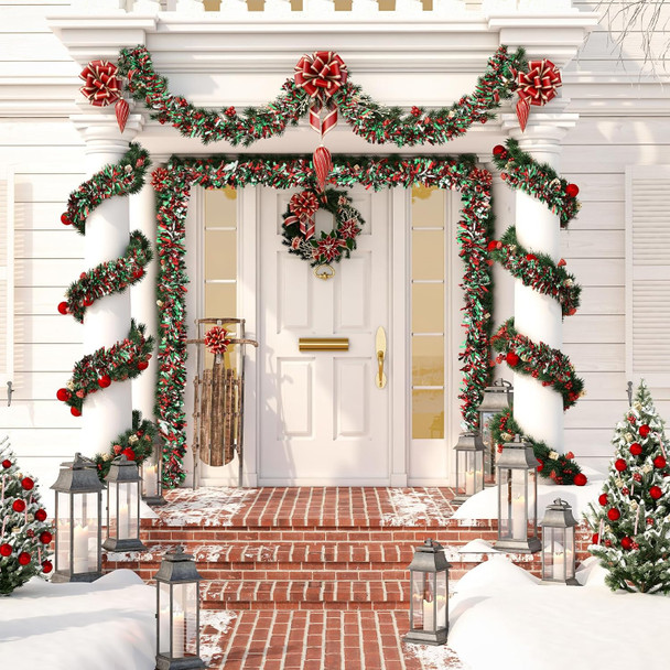 Ceenna 89FT Christmas Tree Tinsel Garland Christmas Metallic Streamers Twist Garland Hanging Decorations for Home Celebrate Holiday Year Wedding Birthday Party Indoor Outdoor Supplies(Multicolor)