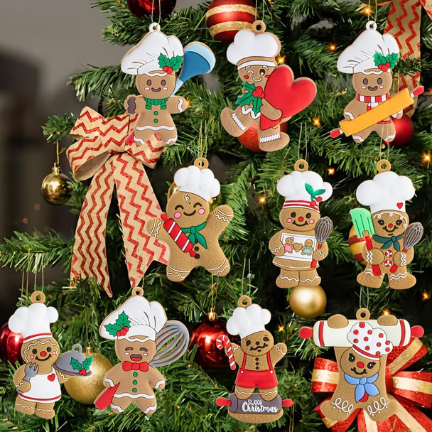 14pcs Gingerbread Christmas Decoration for Tree,Cooking Gingerbread Man、 Christmas Ornaments Hanging Decor 、 Christmas Tree Decor Party Supplies