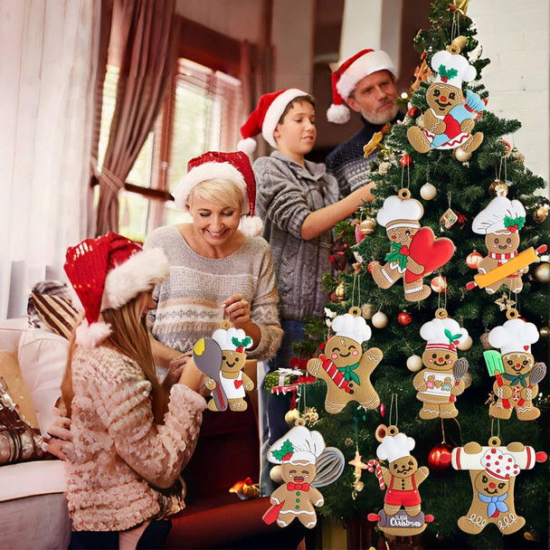 14pcs Gingerbread Christmas Decoration for Tree,Cooking Gingerbread Man、 Christmas Ornaments Hanging Decor 、 Christmas Tree Decor Party Supplies