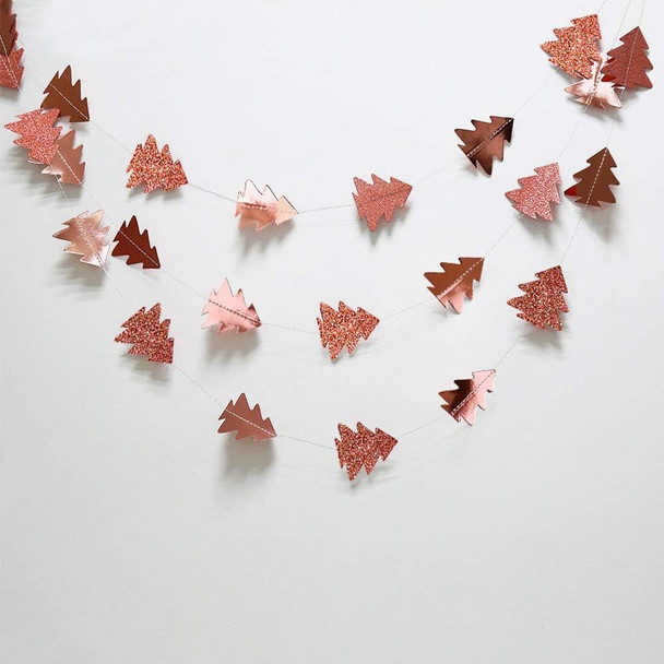 Cheerland Rose Gold Christmas Tree Garland for Xmas Home Party Decoration Hanging Streamer Backdrop Glitter Decor Winter Wonderland Living Room Window Doorway Shop Home Classroom Work Supplies
