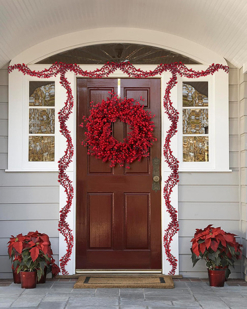 Chrisxiao 24 Inch Christmas Wreath Front Door,Artificial Christmas Wreath Decorated with Holly Berries, Hawthorn Berries, for Indoor Outdoor Christmas Decoration