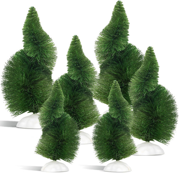 12 Pcs Green Mini Christmas Trees Whimsical Curved Christmas Frost Trees Artificial Xmas Mini Table Decoration for Christmas Village Home Kitchen Christmas Party