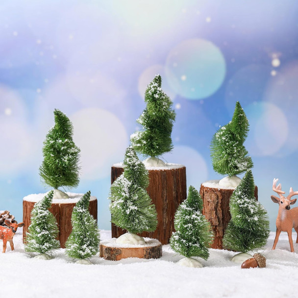 12 Pcs Green Mini Christmas Trees Whimsical Curved Christmas Frost Trees Artificial Xmas Mini Table Decoration for Christmas Village Home Kitchen Christmas Party