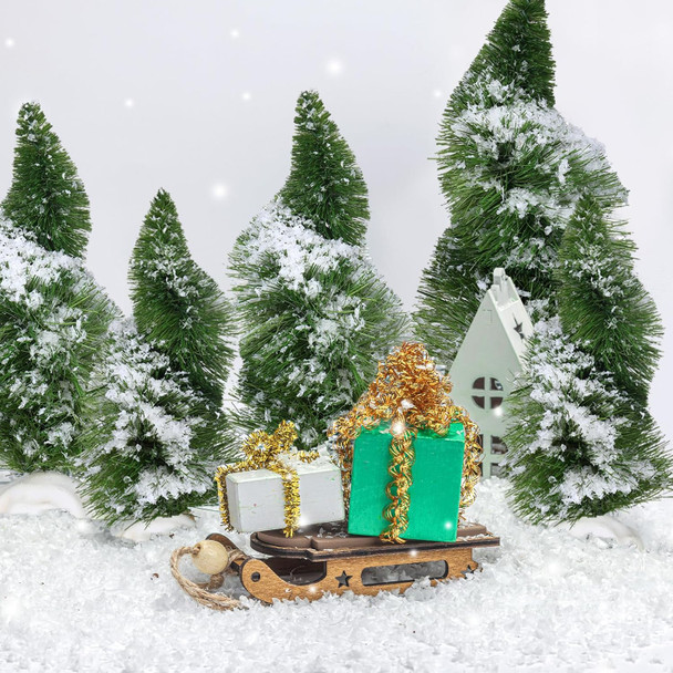 12 Pcs Green Mini Christmas Trees Whimsical Curved Christmas Frost Trees Artificial Xmas Mini Table Decoration for Christmas Village Home Kitchen Christmas Party