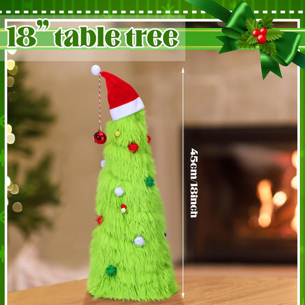 Civaner Tabletop Mini Christmas Tree 18 Inch Artificial Tabletop Christmas Tree Plush Christmas Table Decorations with Christmas Ball, Santa Hat for Christmas Indoor Home Kitchen Dining Table Decor