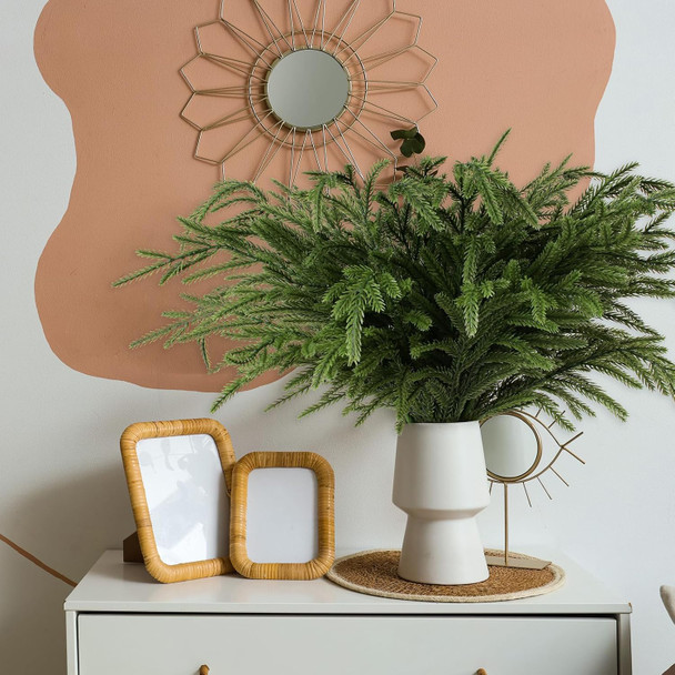 12 Pcs Norfolk Pine Branches,18 inch Faux Greenery Stems,Pine Needles Branches for DIY Garland, Wreath Christmas Decorations