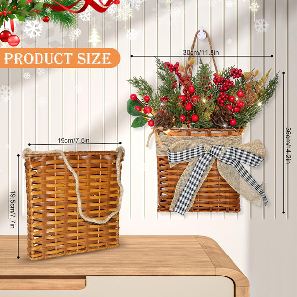 Christmas Wreath for Front Door, Xmas Door Hanger Basket Wreath with Led Lights, Christmas Wreath with Leaves Pine Cones Red Berry for Indoor Outdoor Christmas Decorations Christmas Wreath for Front Door, Xmas Door Hanger Basket Wreath with Led Lights, Christmas Wreath with Leaves Pine Cones Red Berry for Indoor Outdoor Christmas Decorations