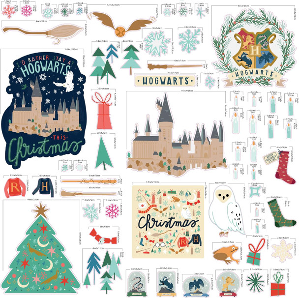 Conquest Journals Harry Potter Holidays at Hogwarts Window Clings, Over 50 Individual Window Clings Celebrating The Holidays at Hogwarts, Reusable, No Residue