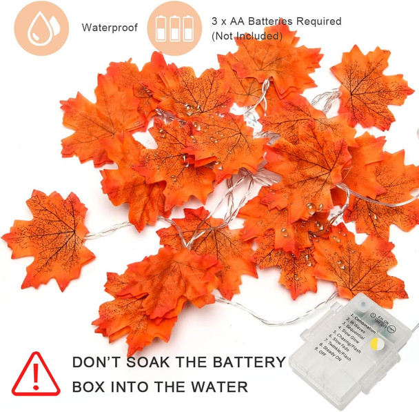 Coolrunner 2 Pack 10FT/20LED Maple Leaves String Light, Fall Garland Lights with Remote Control, Waterproof Battery Operated with 8 Modes for Home Indoor Outdoor Garden Party Decoration Thanksgiving C