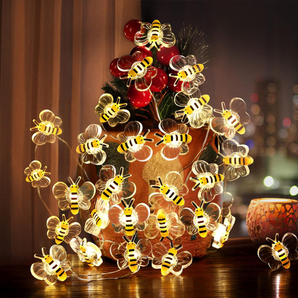 Coquimbo Bee Lights Decor, 10ft 30 LED Cute Battery Operated Bee String Fairy Lights, Honey Bee s Women Girls, Bee Decorations String Lights for Bedroom Plants Patios Party Wedding Party Xmas