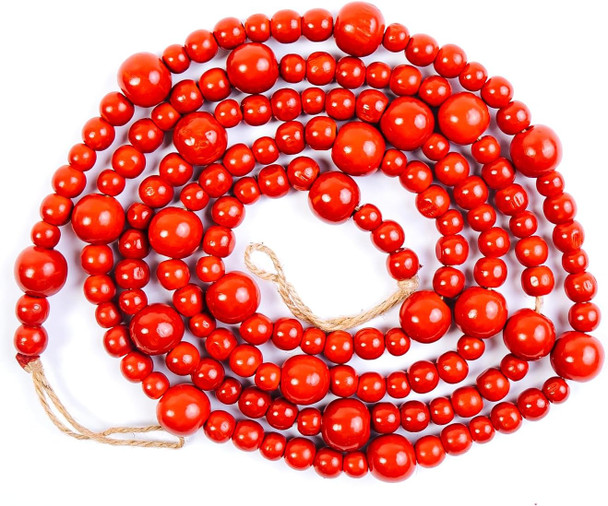 CraftMore Red Wood Bead Garland 6 Feet