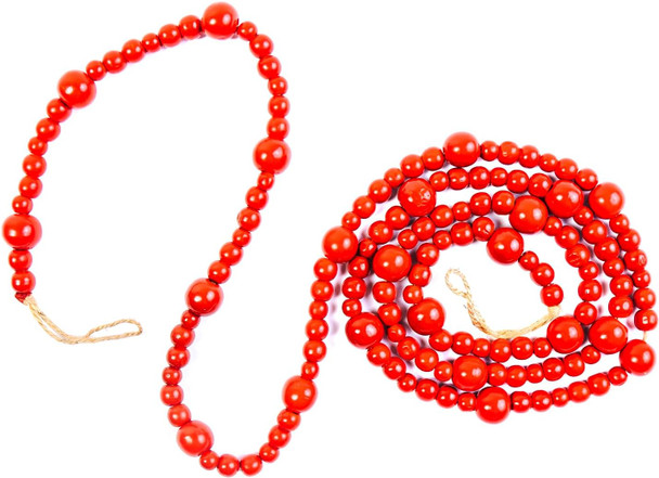 CraftMore Red Wood Bead Garland 6 Feet