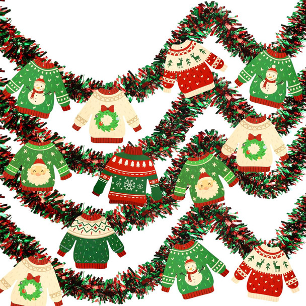 39.4ft Christmas Ugly Sweater Tinsel Garland Christmas Ugly Sweater Party Garland Ugly Sweater Party Decorations for Home Christmas Xmas Holiday Party Seasonal Decorations